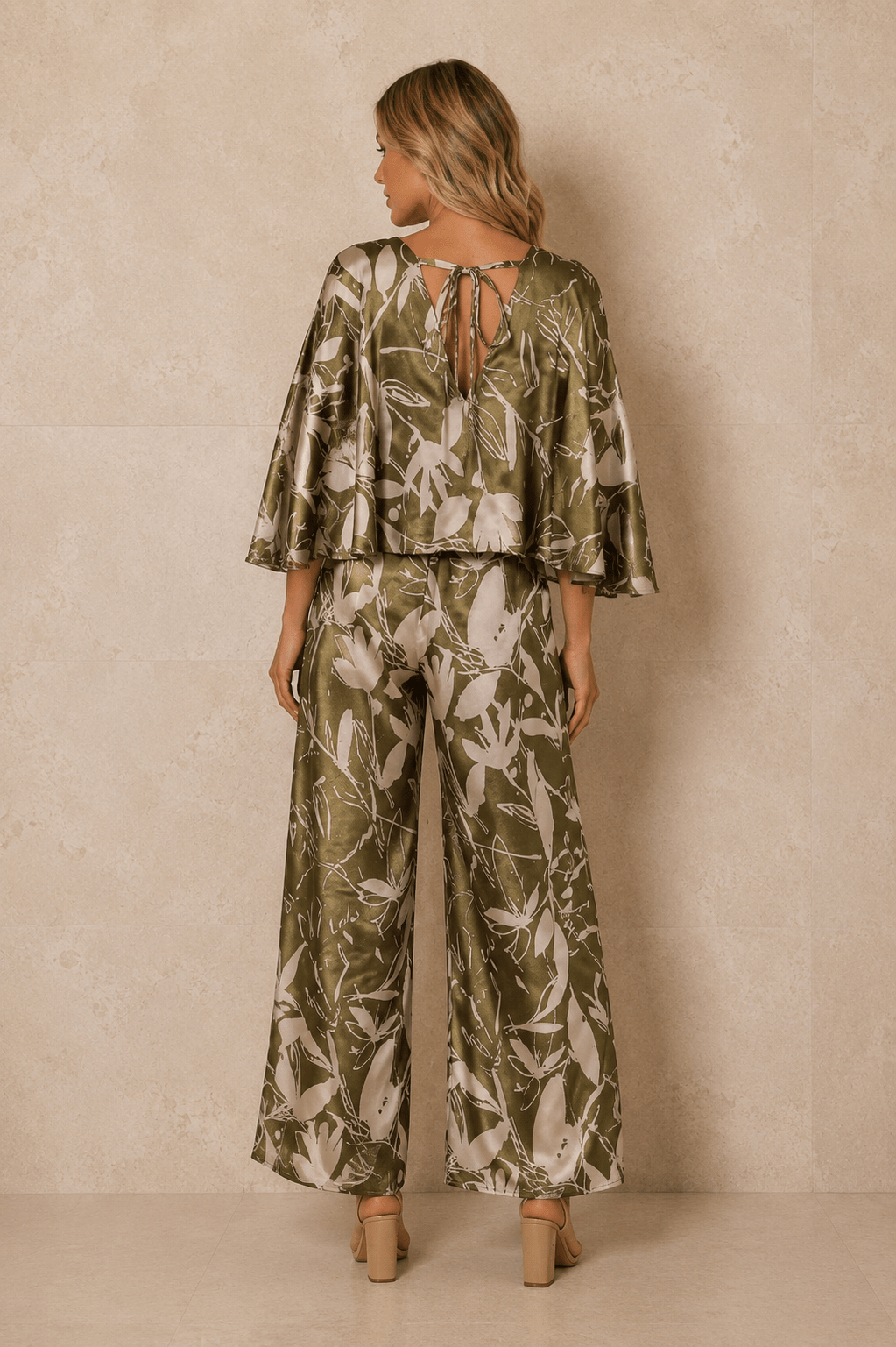 Lily Satin Cape Jumpsuit - Robbi & Angel