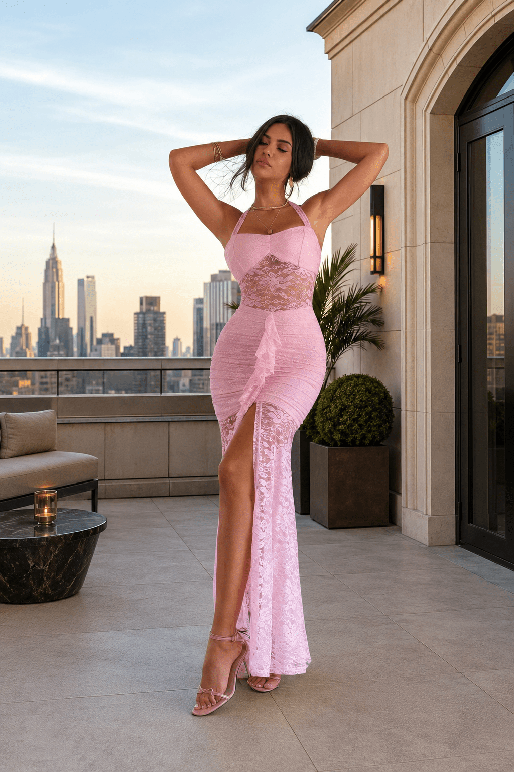 Lina Lace Draped Ruched Dress - Robbi & Angel