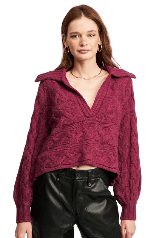 LONG SLEEVE COLLARED SWEATER - Robbi & Angel