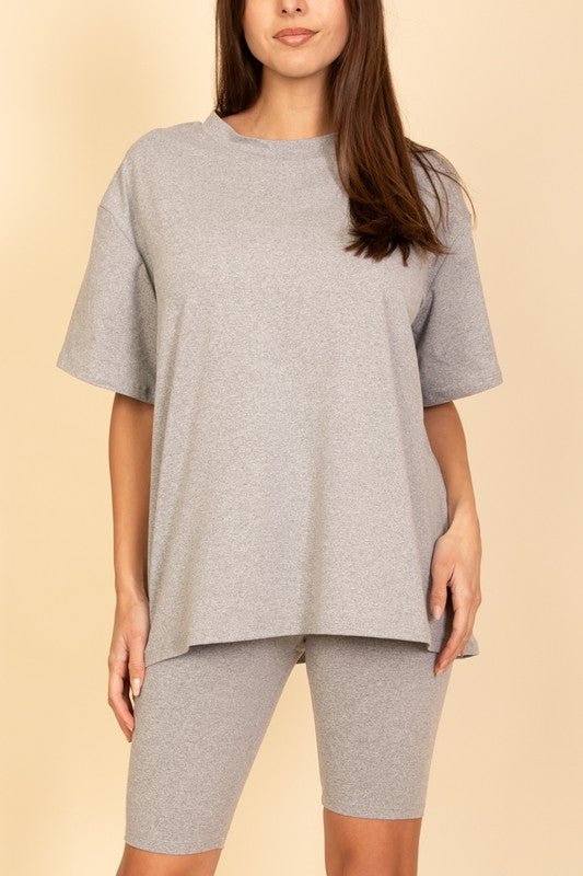 Loose Fit Top oversize shirts & Bike Shorts Set - Robbi & Angel