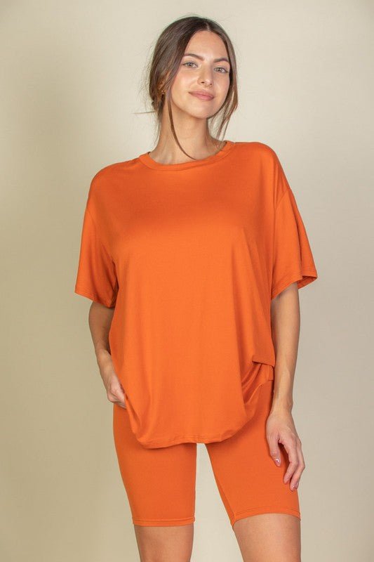 Loose Fit Top oversize shirts & Bike Shorts Set - Robbi & Angel