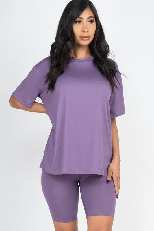 Loose Fit Top oversize shirts & Bike Shorts Set - Robbi & Angel