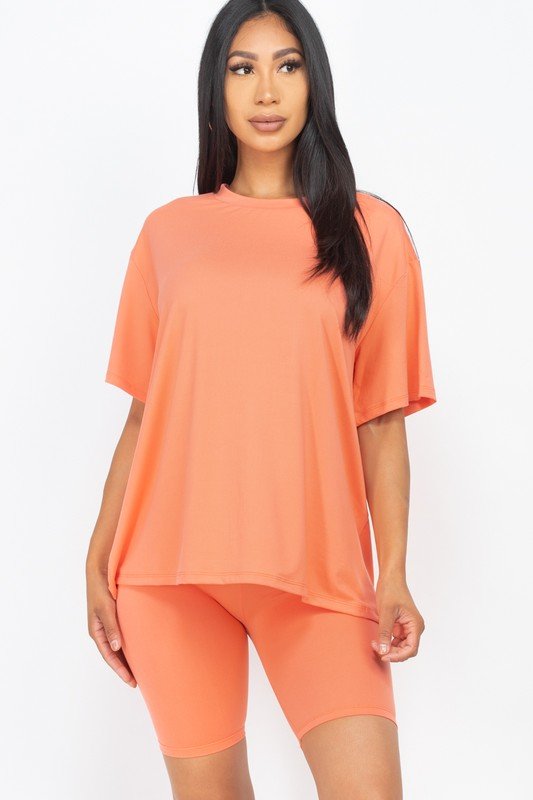 Loose Fit Top oversize shirts & Bike Shorts Set - Robbi & Angel