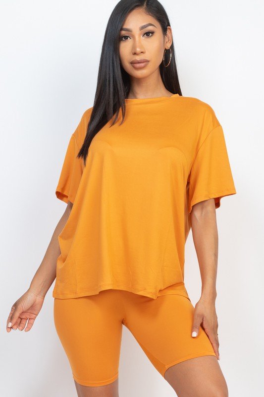Loose Fit Top oversize shirts & Bike Shorts Set - Robbi & Angel
