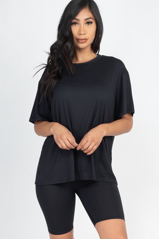 Loose Fit Top oversize shirts & Bike Shorts Set - Robbi & Angel