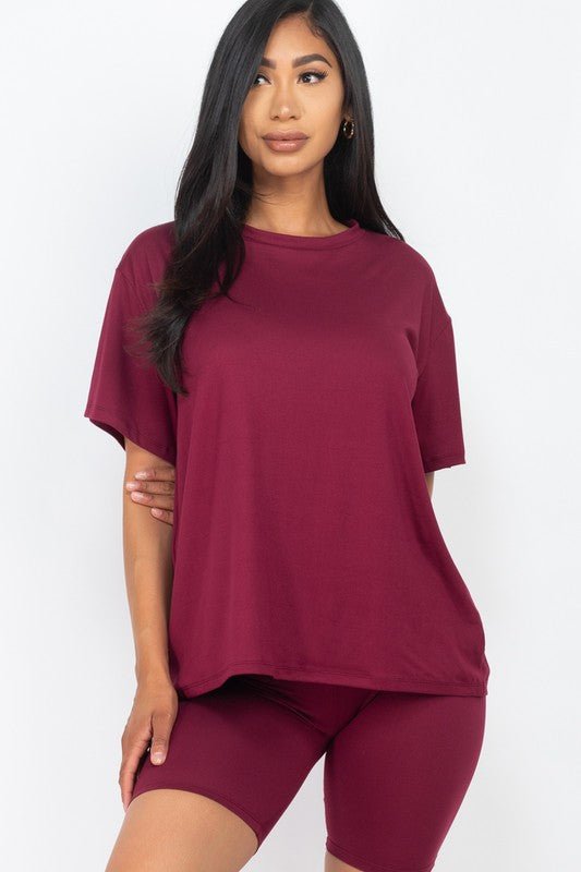 Loose Fit Top oversize shirts & Bike Shorts Set - Robbi & Angel