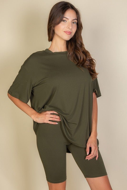 Loose Fit Top oversize shirts & Bike Shorts Set - Robbi & Angel