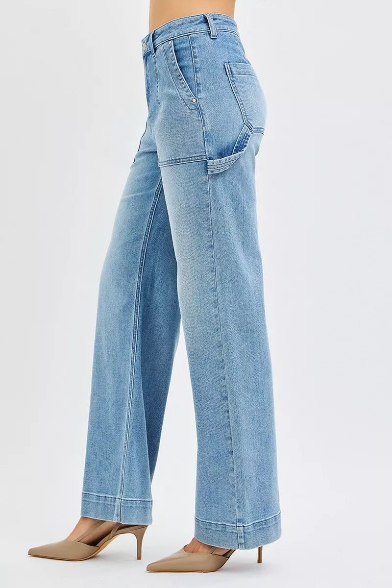 Mackenzie High Rise Straight Leg Jeans with Front Pockets - Robbi & Angel