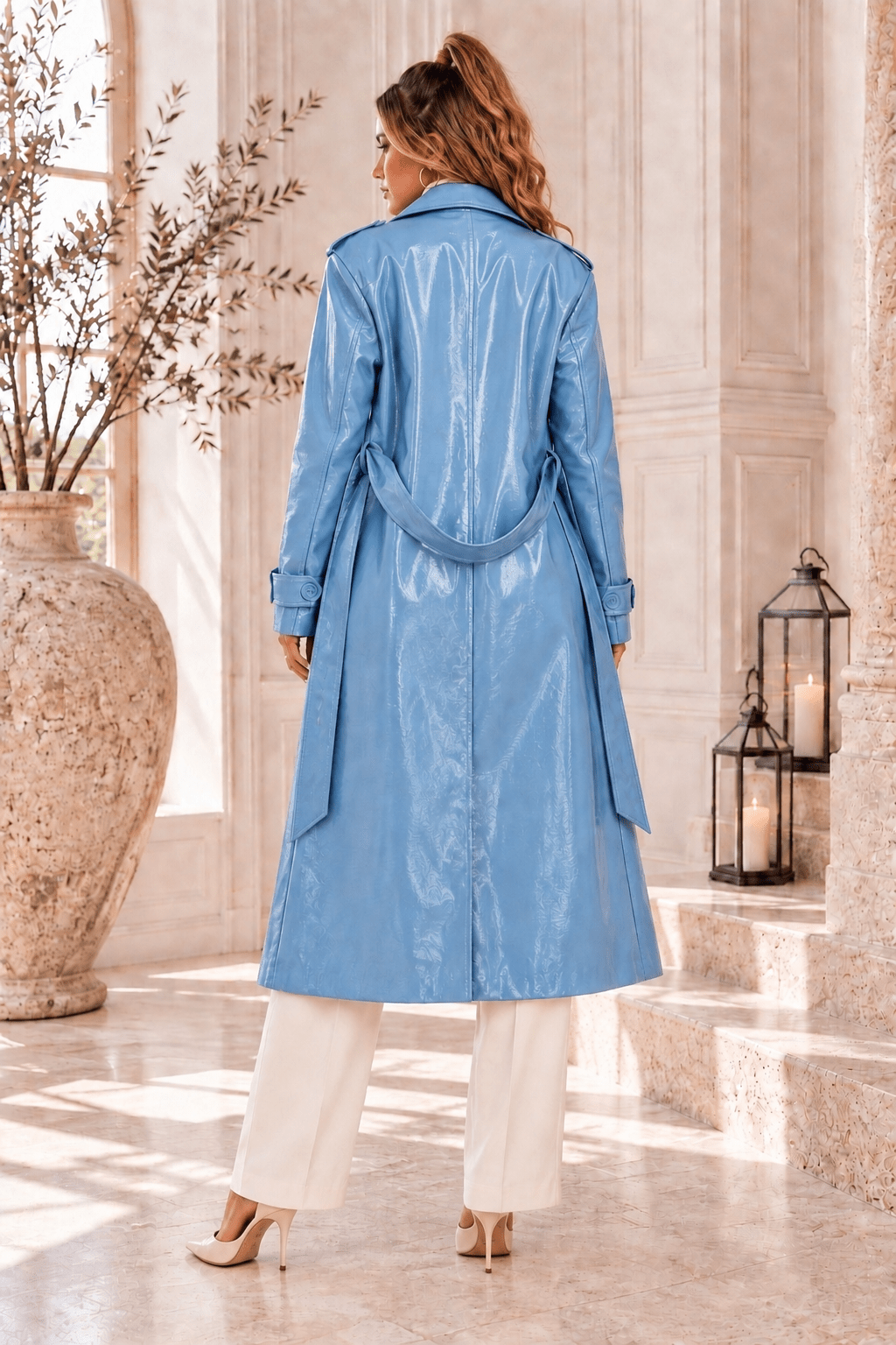 Madelyn Faux Leather Trench Coat - Robbi & Angel