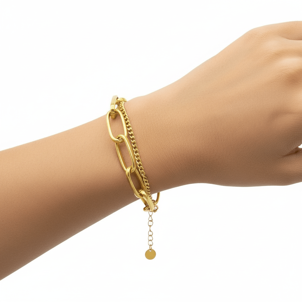 Martina Paper Clip Mixed Chain Bracelet - Robbi & Angel