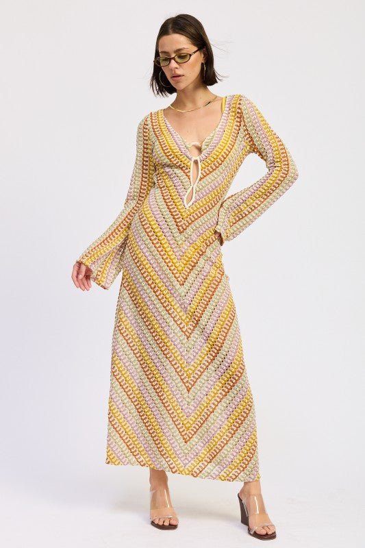 MAXI LONG SLEEVE CROCHET DRESS - Robbi & Angel