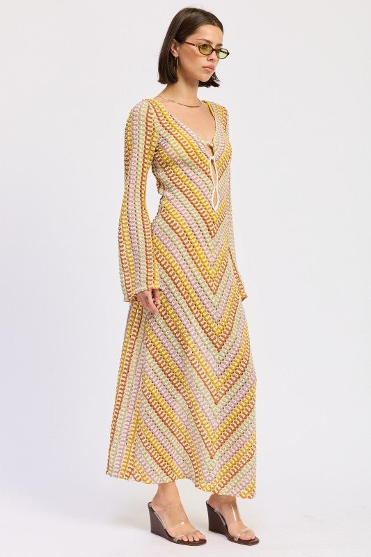 MAXI LONG SLEEVE CROCHET DRESS - Robbi & Angel
