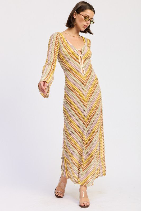 MAXI LONG SLEEVE CROCHET DRESS - Robbi & Angel