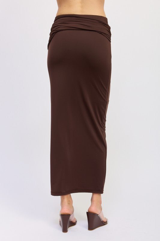 MAXI RUCHED KNITSKIRT WITH GOLD TRIM - Robbi & Angel