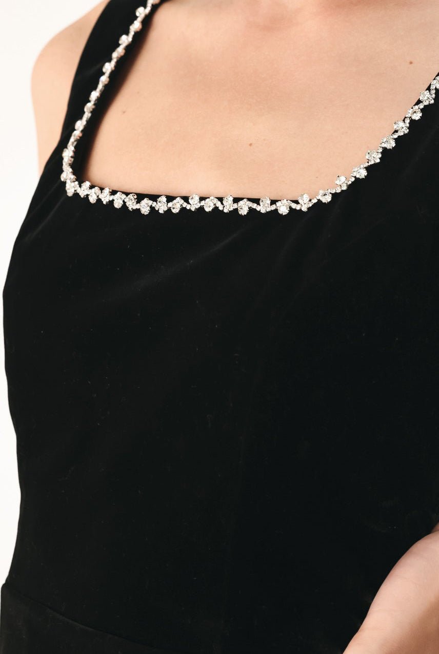 Maya Midnight Glam Jeweled Velvet Peplum Top - Robbi & Angel