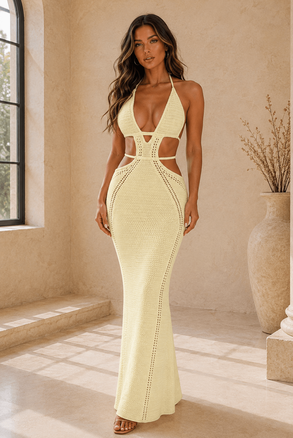 Melana Halter Neck Cutout Knitted Maxi Dress - Robbi & Angel