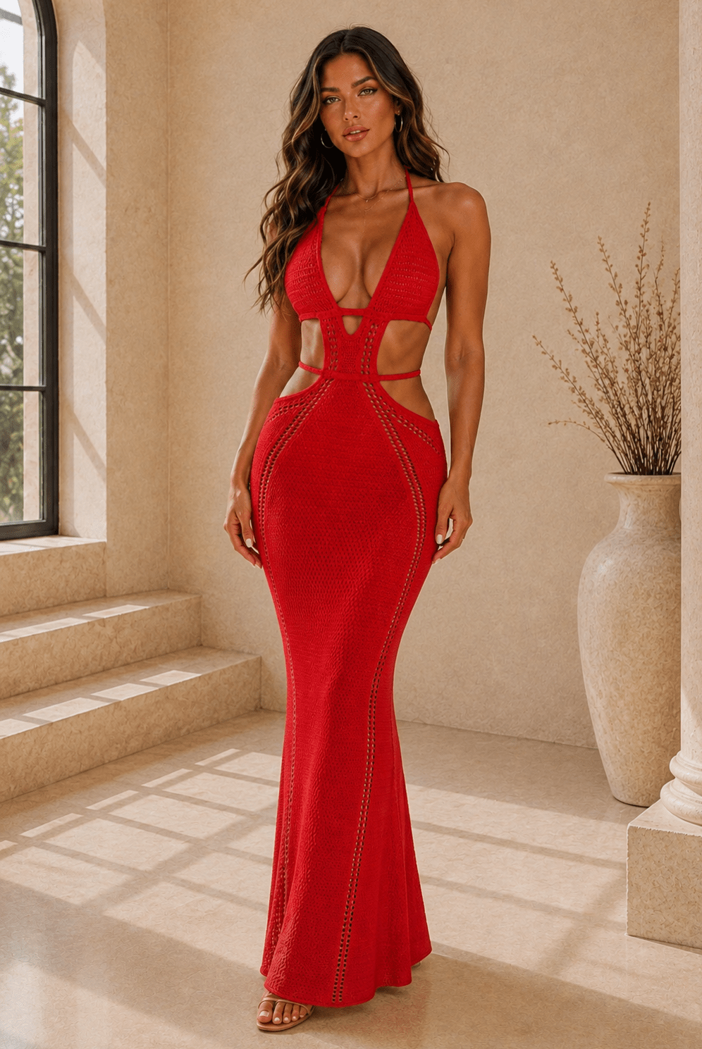 Melana Halter Neck Cutout Knitted Maxi Dress - Robbi & Angel