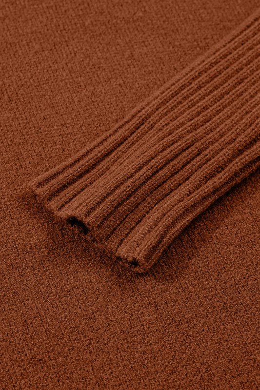 Mia Center Seam Shift Long Sleeve Mid Length Sweater Dress With Pockets - Robbi & Angel