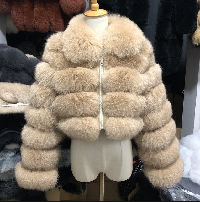 Michelina Faux Fox Fur Stitched Lapel Coat - Robbi & Angel
