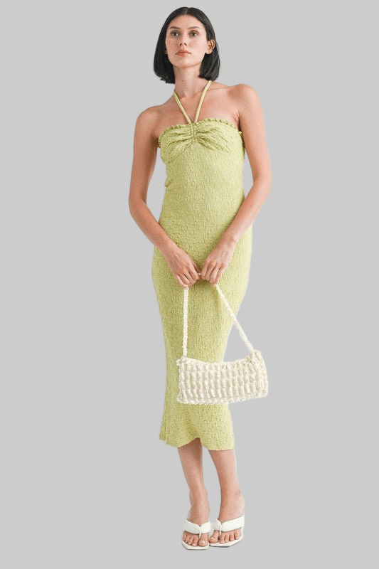 MIDI HALTER NECK OPEN BACK DRESS - Robbi & Angel