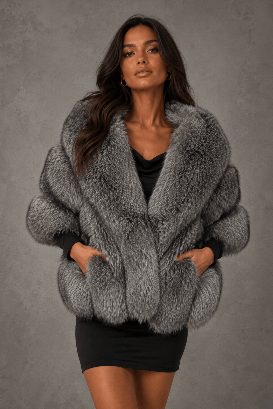 Mimi Fox Fur Shawl Cape - Robbi & Angel