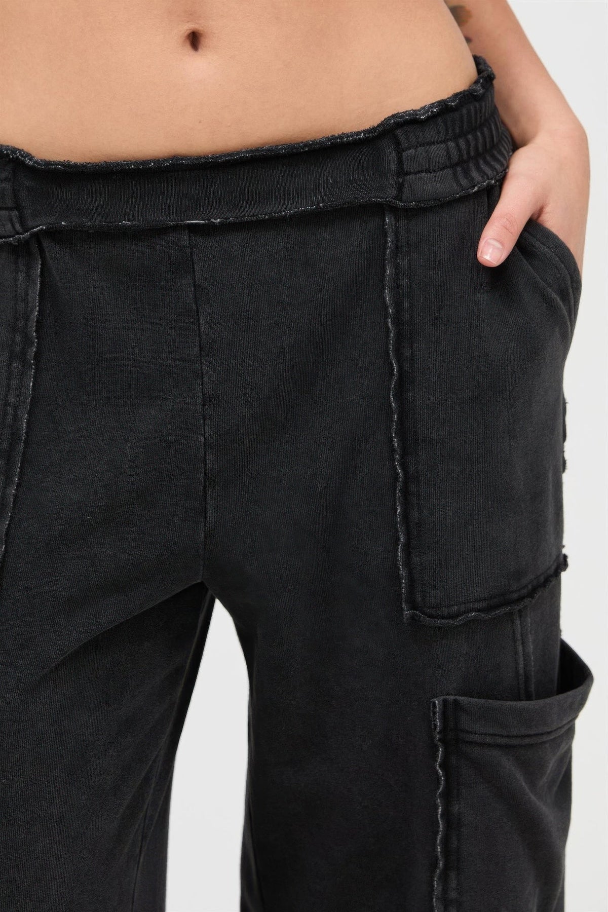 Mineral Wash Wide Leg Cargo Pants - Robbi & Angel