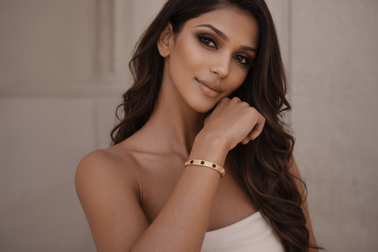 Mirabella Noir Gold Cuff Bracelet - Robbi & Angel