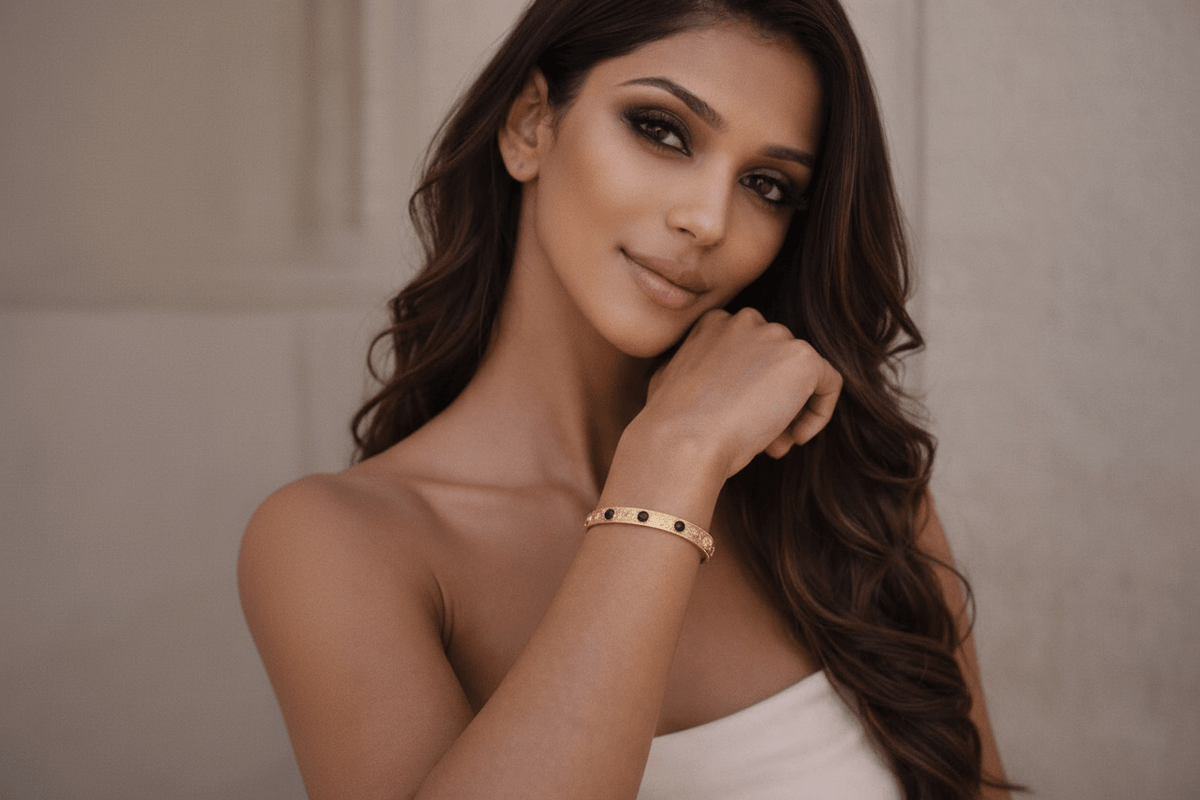 Mirabella Noir Gold Cuff Bracelet - Robbi & Angel