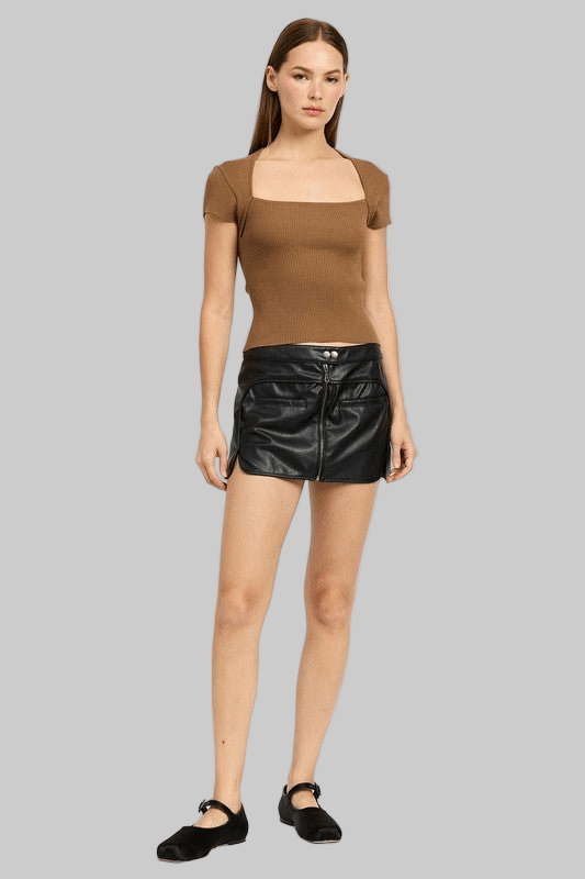 MOTO MINI SKIRT WITH ZIPPER - Robbi & Angel