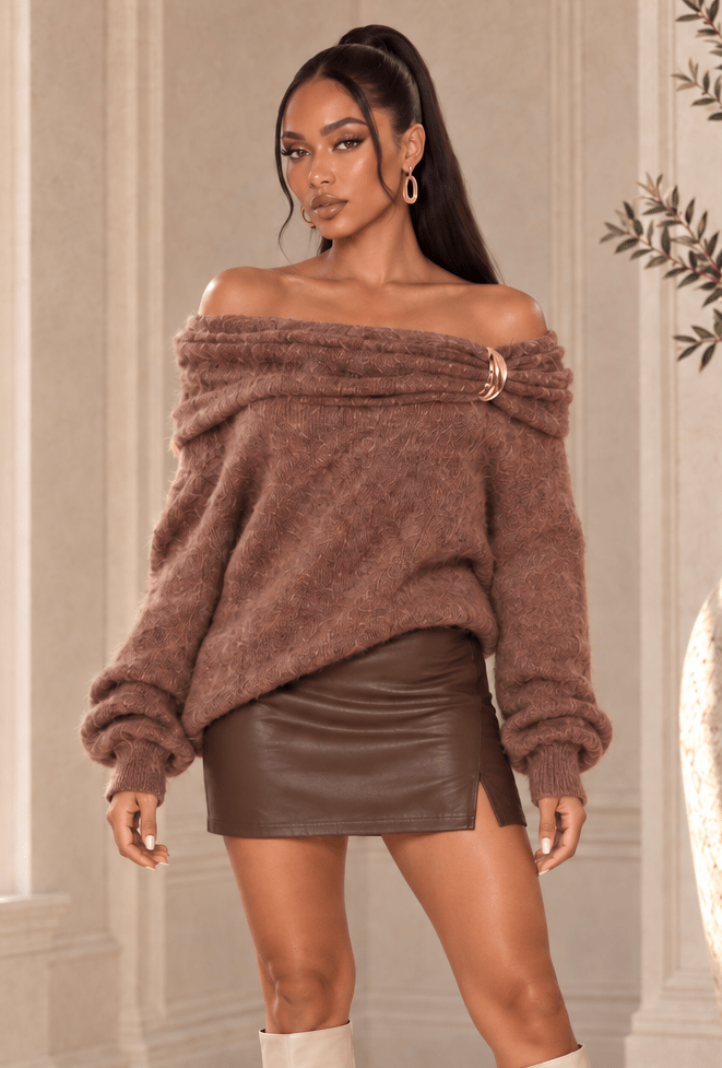 Nadia Off Shoulder Sweater With Hardware - Robbi & Angel