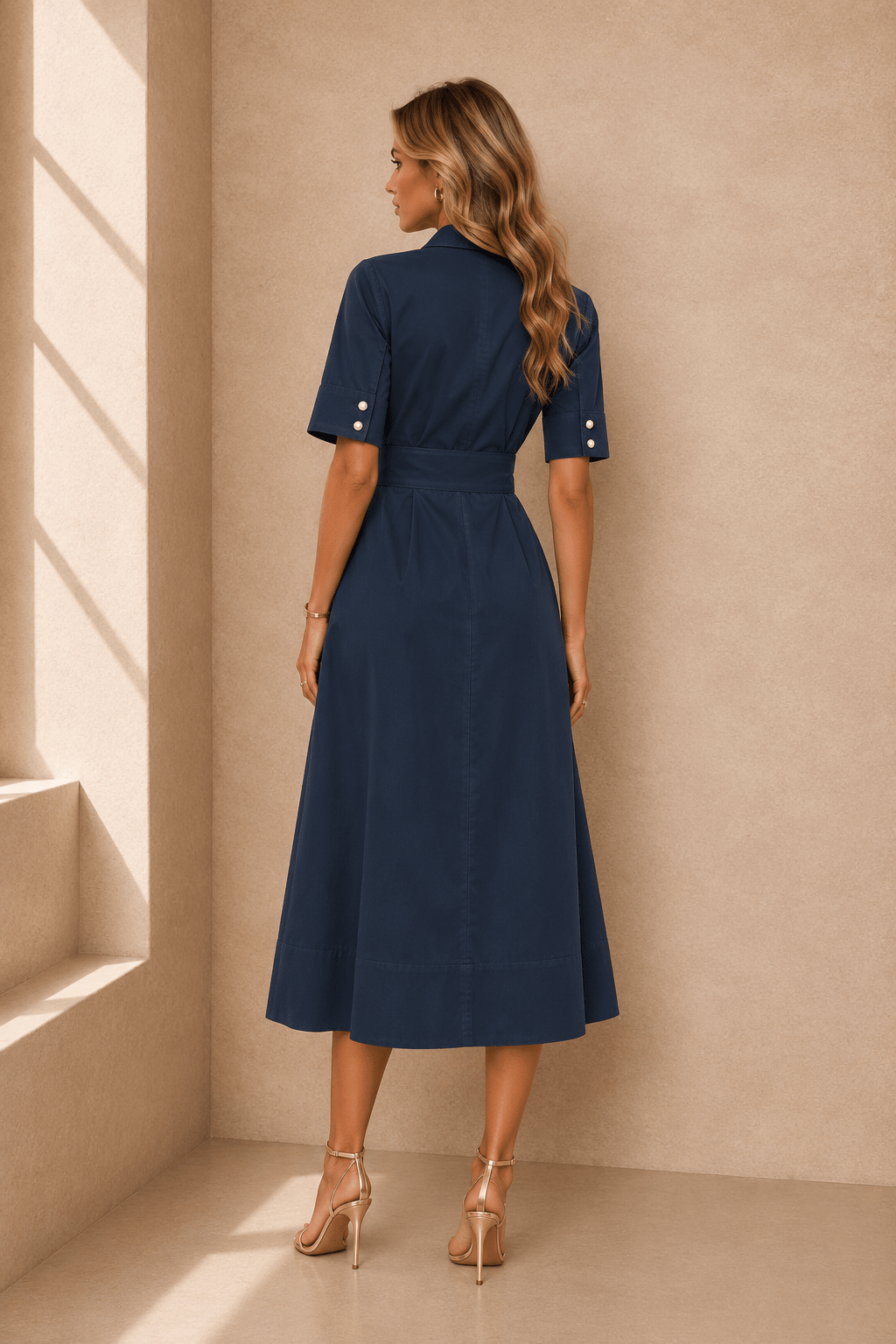 Natalia Pocket Turn Down Collar A Line Dress - Robbi & Angel