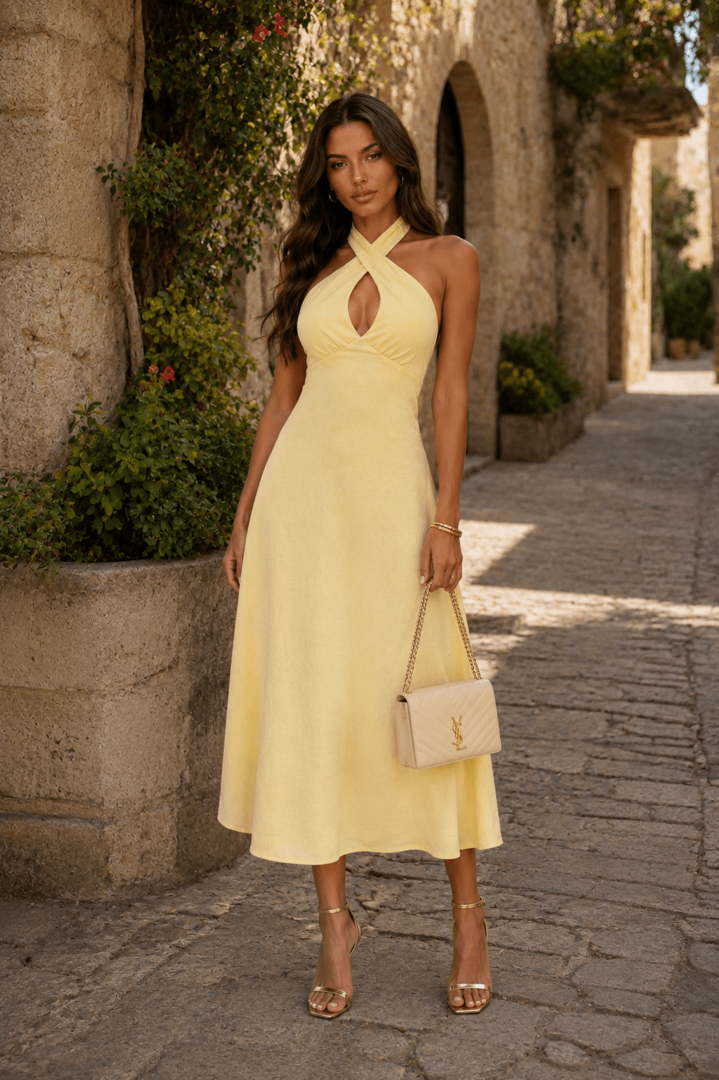 Nikki Halter Cross Neck Backless Dress - Robbi & Angel