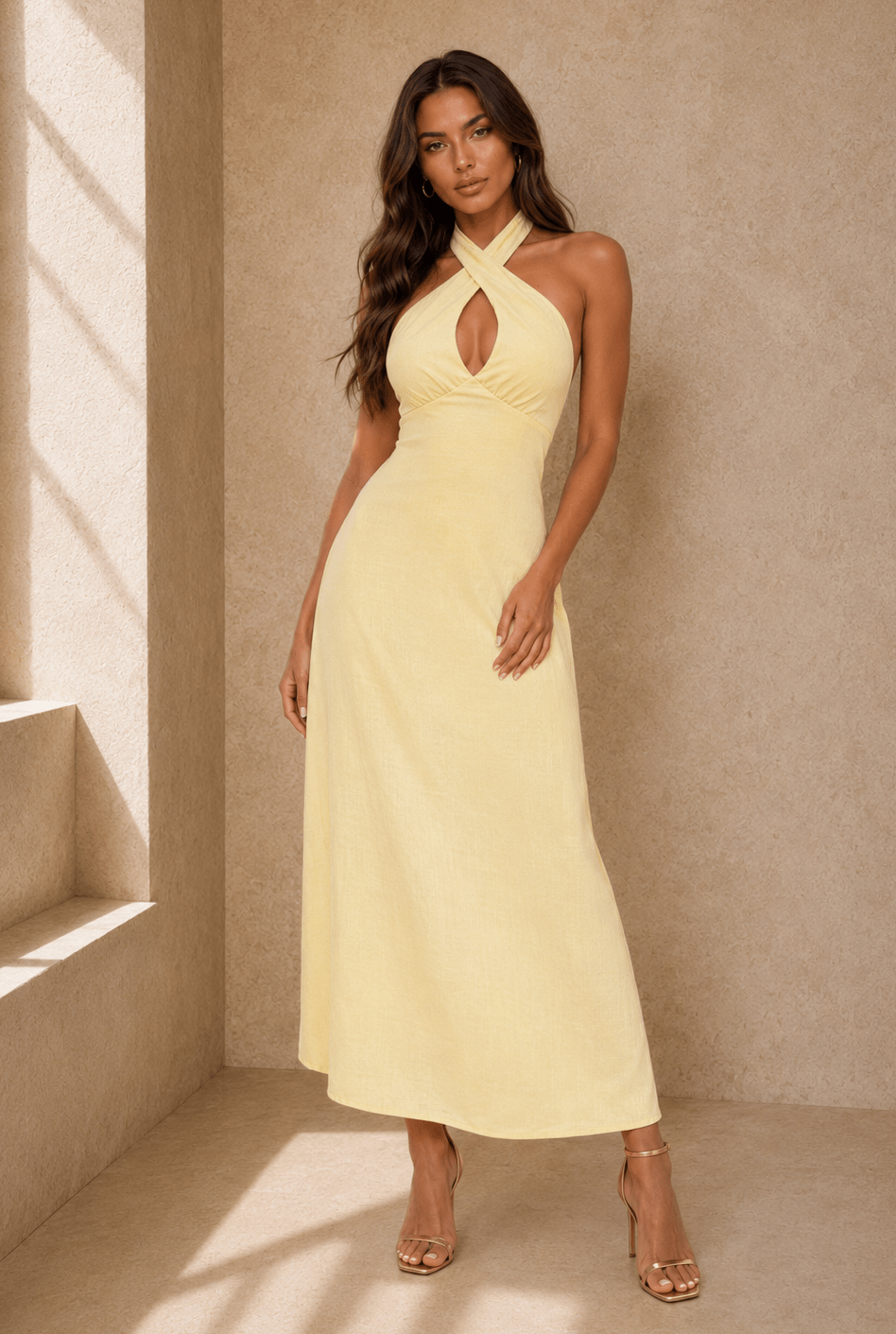 Nikki Halter Cross Neck Backless Dress - Robbi & Angel