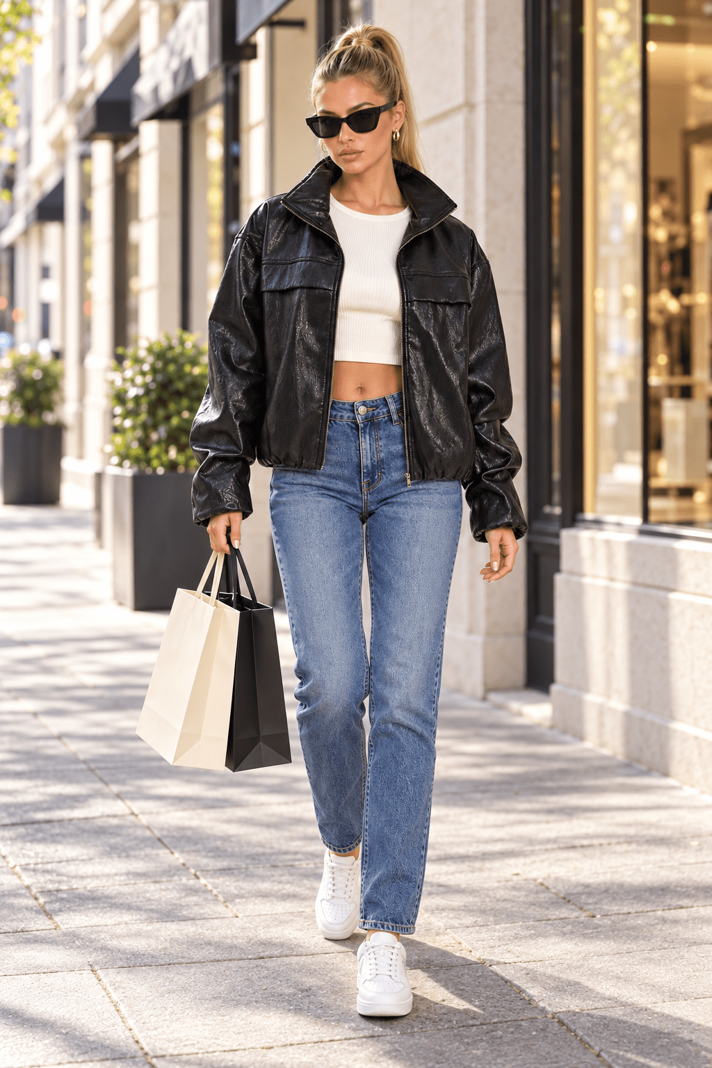 Nora High Collared Bomber Jacket - Robbi & Angel