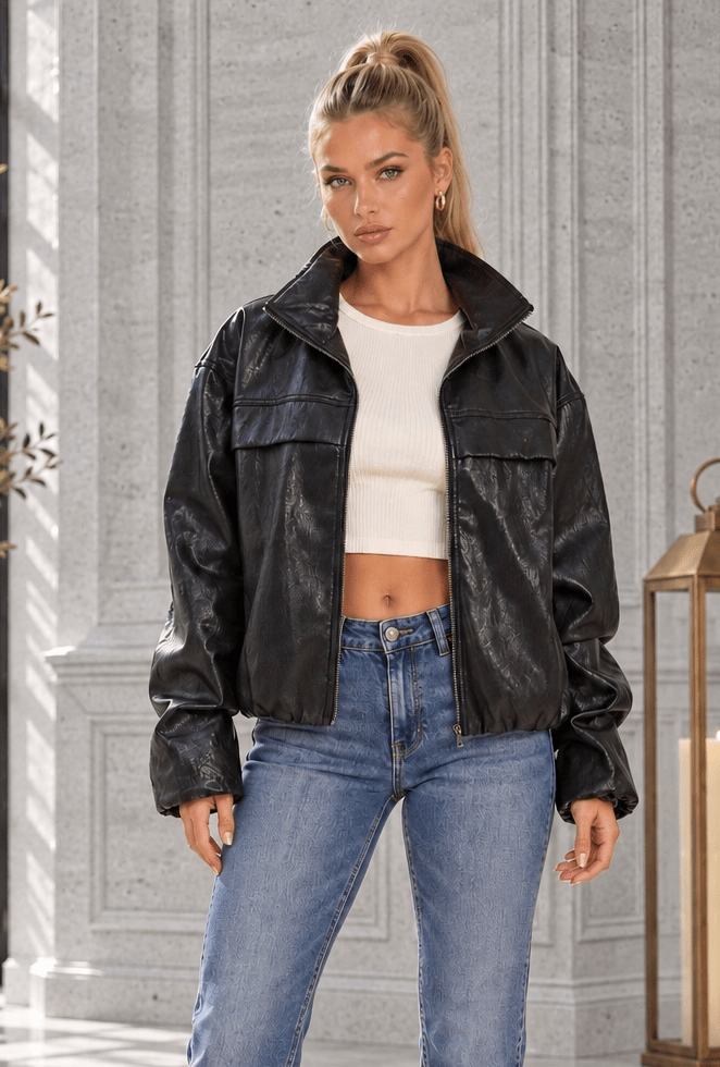 Nora High Collared Bomber Jacket - Robbi & Angel