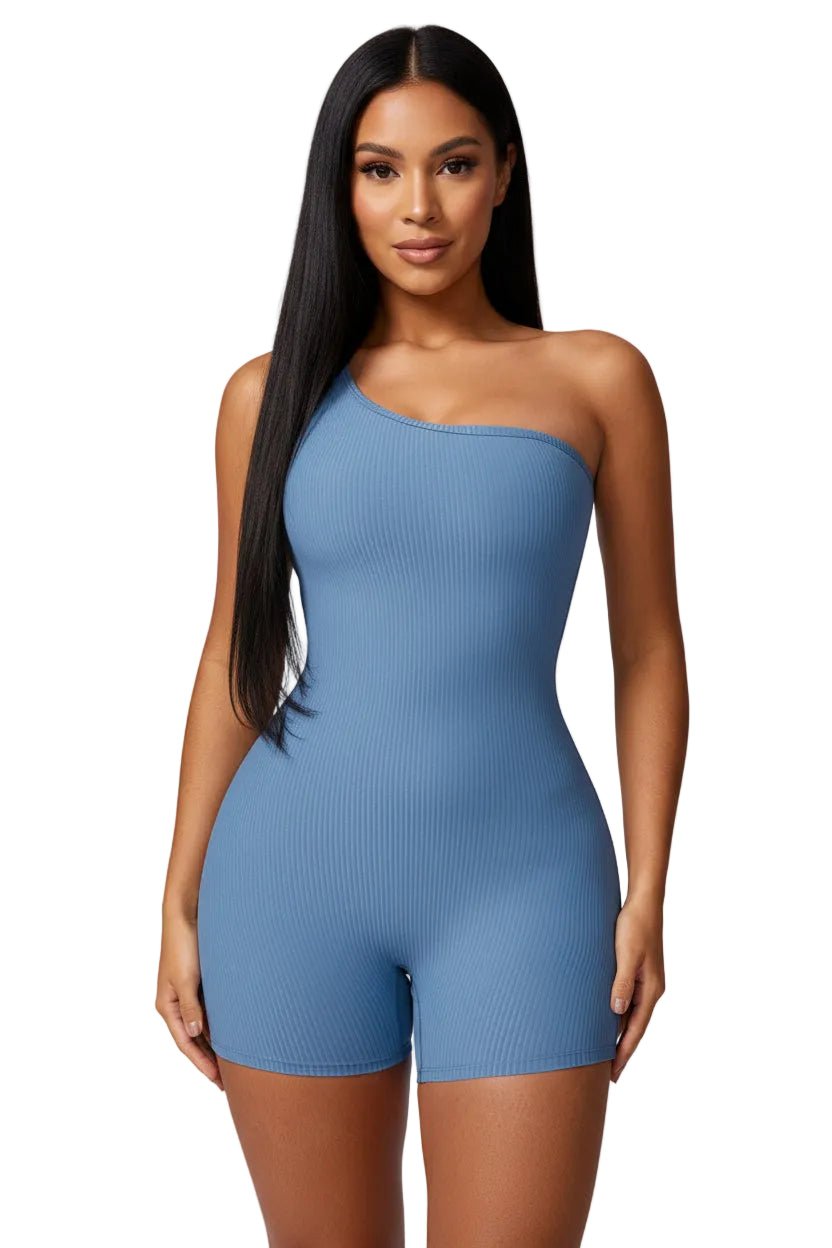 Oblique one - shoulder exercise fitness bodysuits - Robbi & Angel