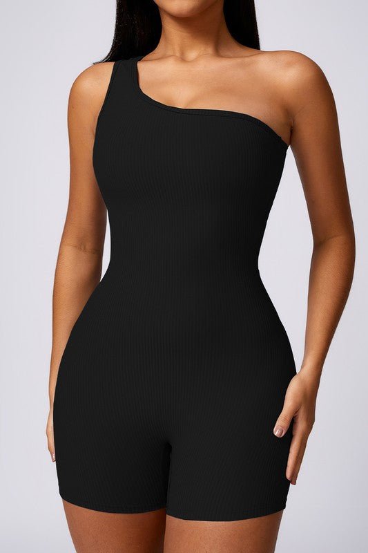 Oblique one - shoulder exercise fitness bodysuits - Robbi & Angel