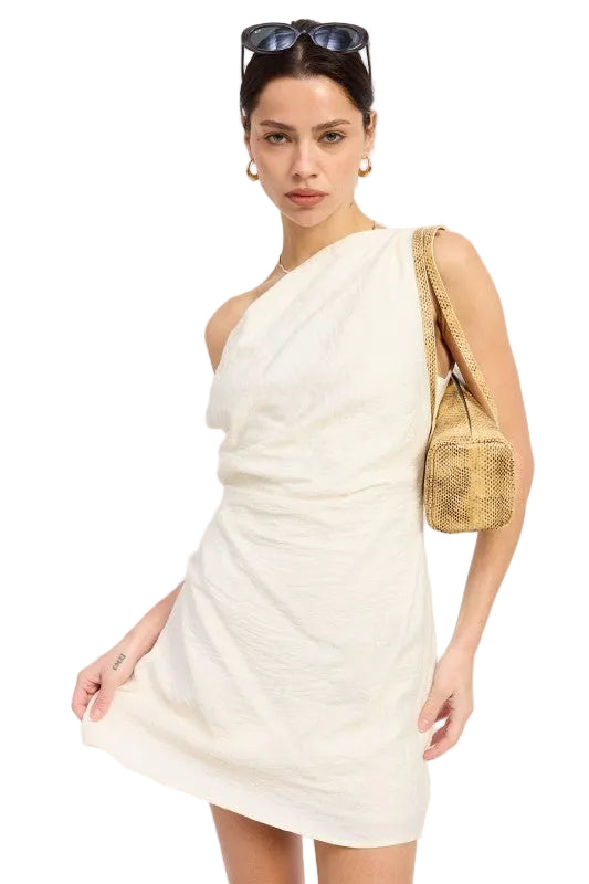 OFF SHOULDER WRAPPED MINI DRESS - Robbi & Angel