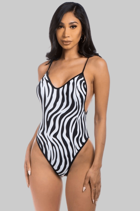 ONE - PIECE ZEBRA PRINT BATHING SUIT - Robbi & Angel