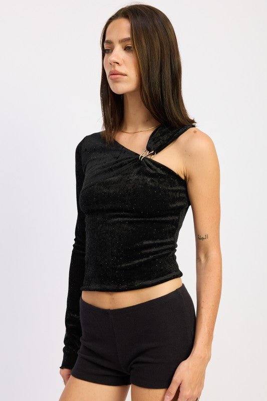 ONE SHOULDER TOP WITH HARDWARE DETAIL - Robbi & Angel