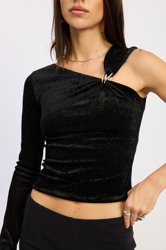 ONE SHOULDER TOP WITH HARDWARE DETAIL - Robbi & Angel