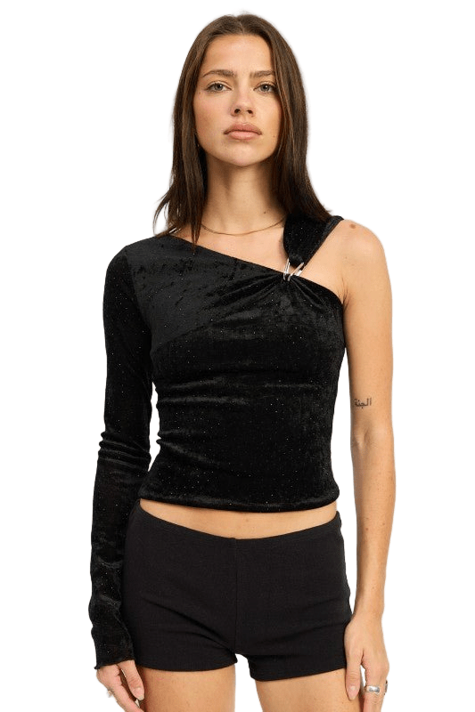 ONE SHOULDER TOP WITH HARDWARE DETAIL - Robbi & Angel