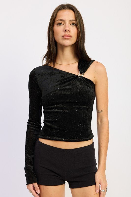 ONE SHOULDER TOP WITH HARDWARE DETAIL - Robbi & Angel