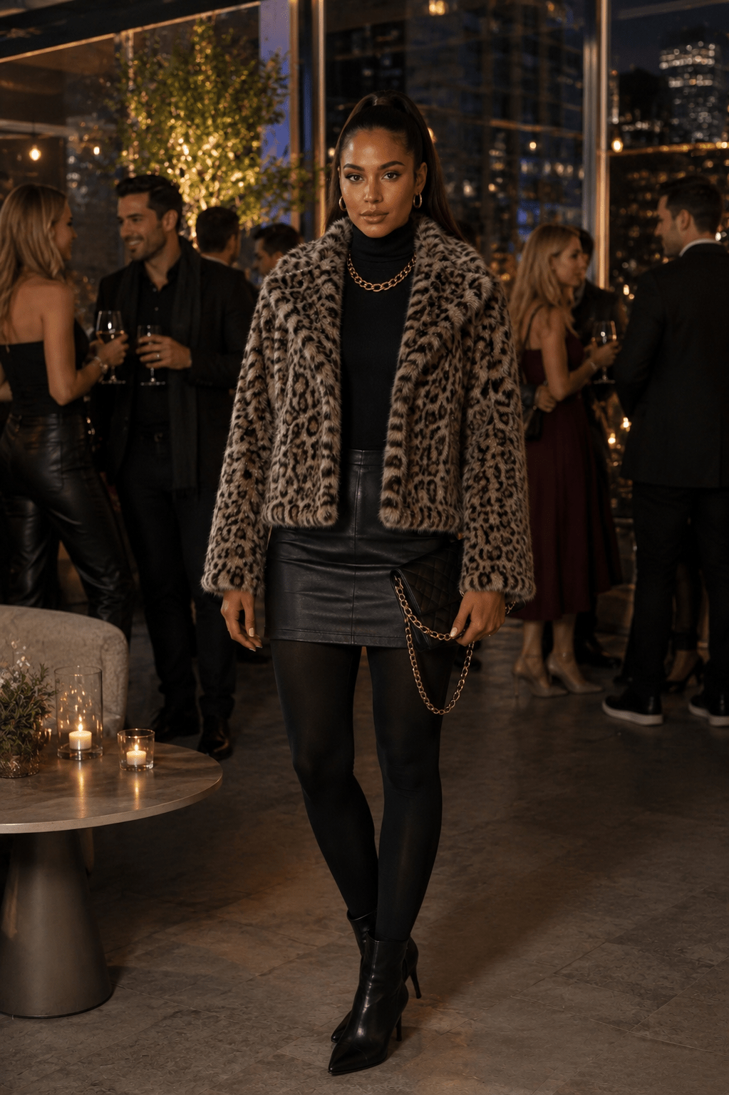 Paula Pointed Lapel Long Sleeve Faux Fur Coat - Robbi & Angel