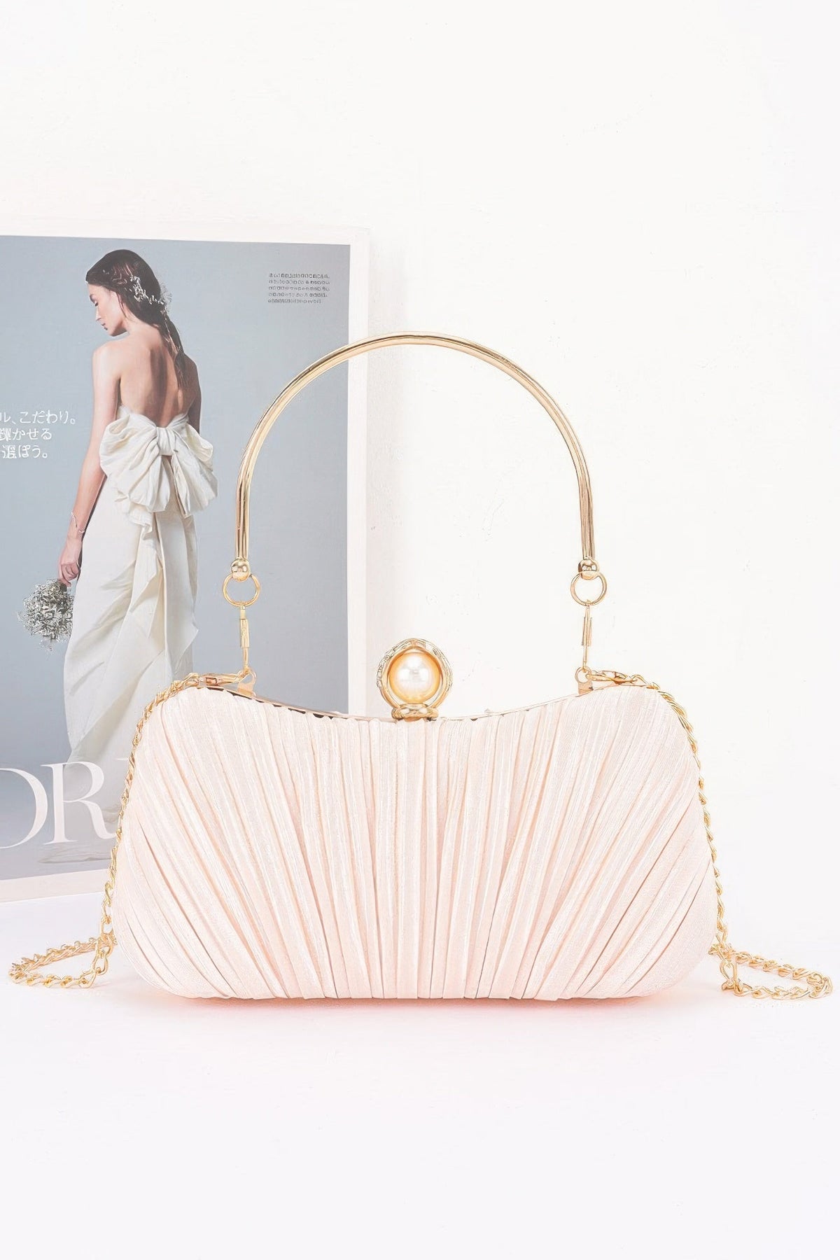 Elana Elegant Vertical Folds Clutch - Robbi & Angel