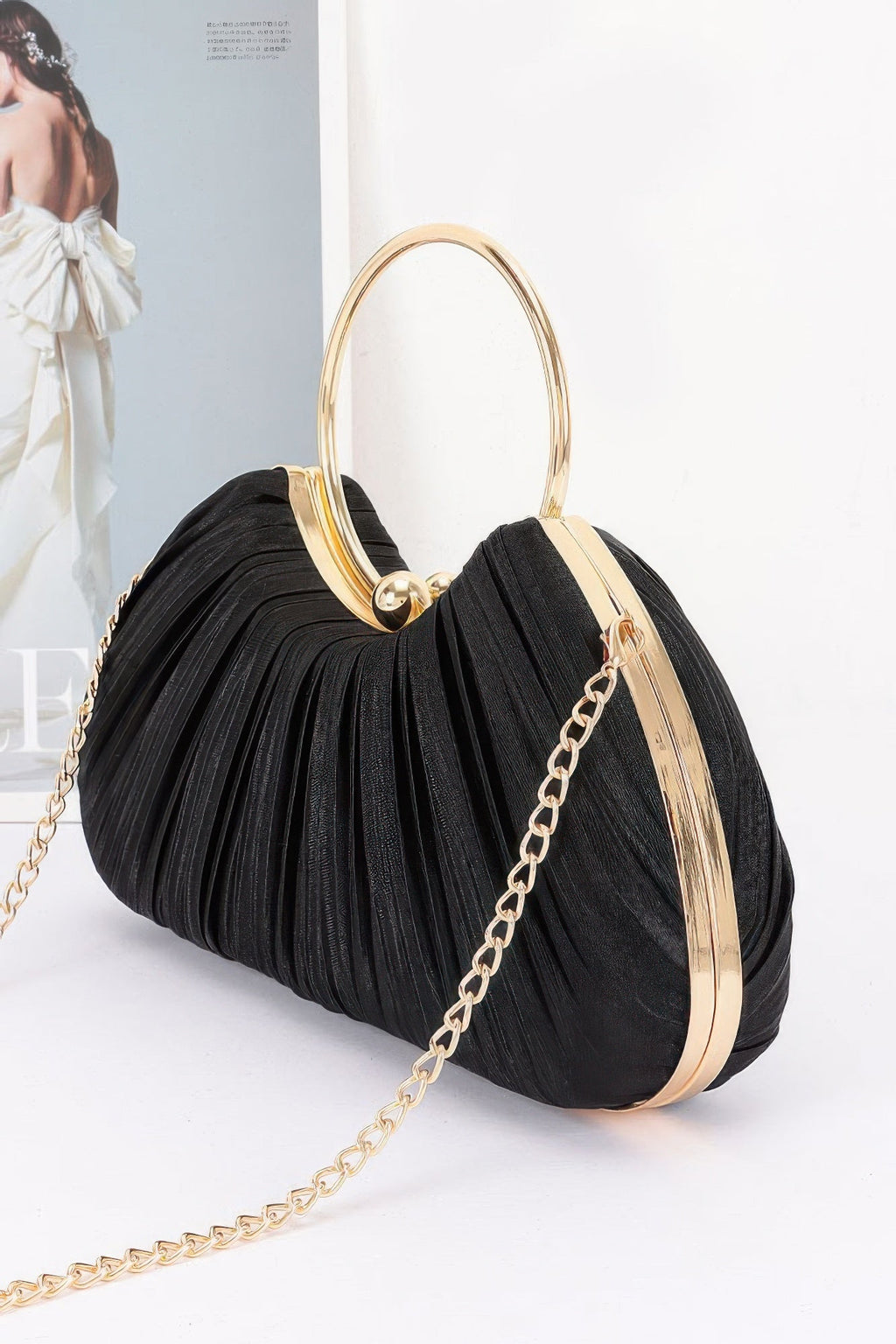 Pleated Polyester Party Clutch - Robbi & Angel