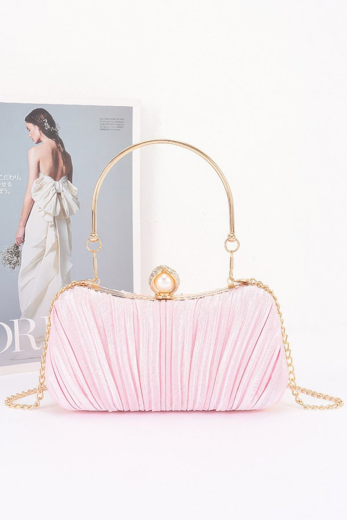 Elana Elegant Vertical Folds Clutch - Robbi & Angel