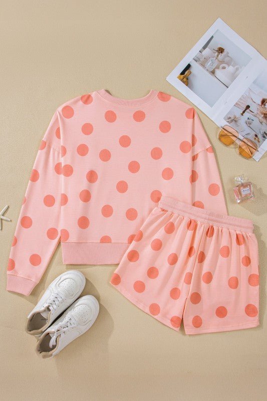 Polka Dot Pullover and Drawstring Shorts Set - Robbi & Angel