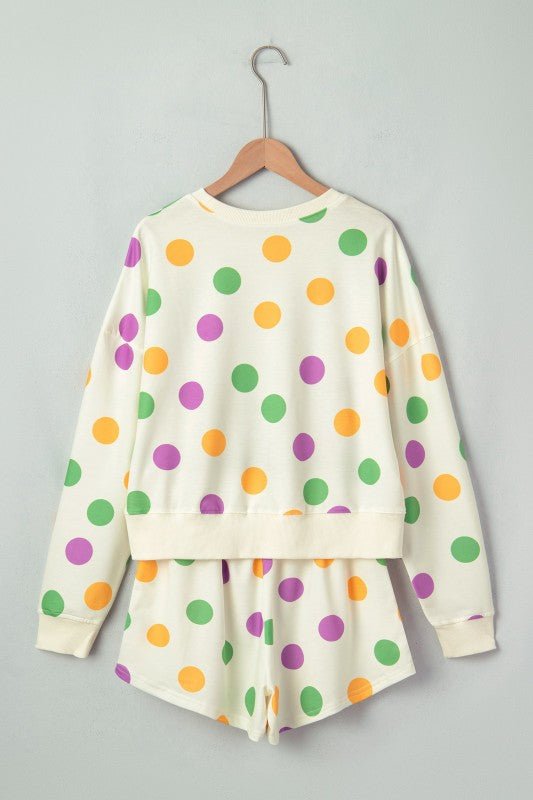 Polka Dot Pullover and Drawstring Shorts Set - Robbi & Angel