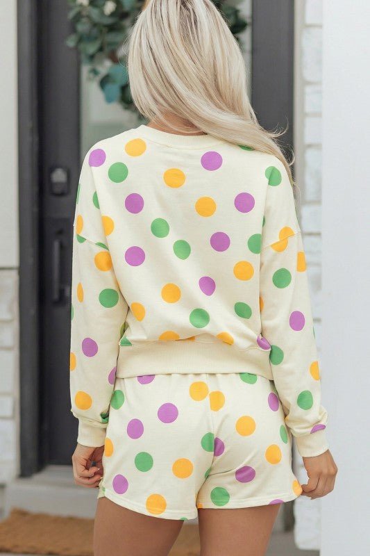Polka Dot Pullover and Drawstring Shorts Set - Robbi & Angel